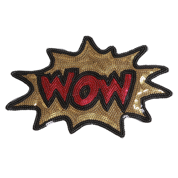 Strygemaerker paillet WOW 17,5x27 cm